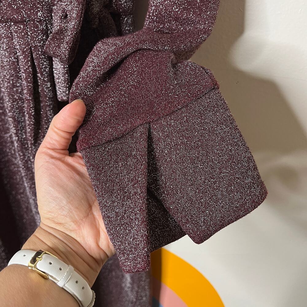 Lane Bryant Faux Wrap Sparkly Midi‎ Dress 14/16 Glam Long Sleeve Purple Glitter - Picture 6 of 6